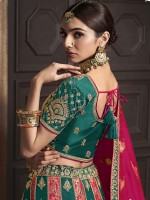 Teal Green Banarshi Silk Lehenga